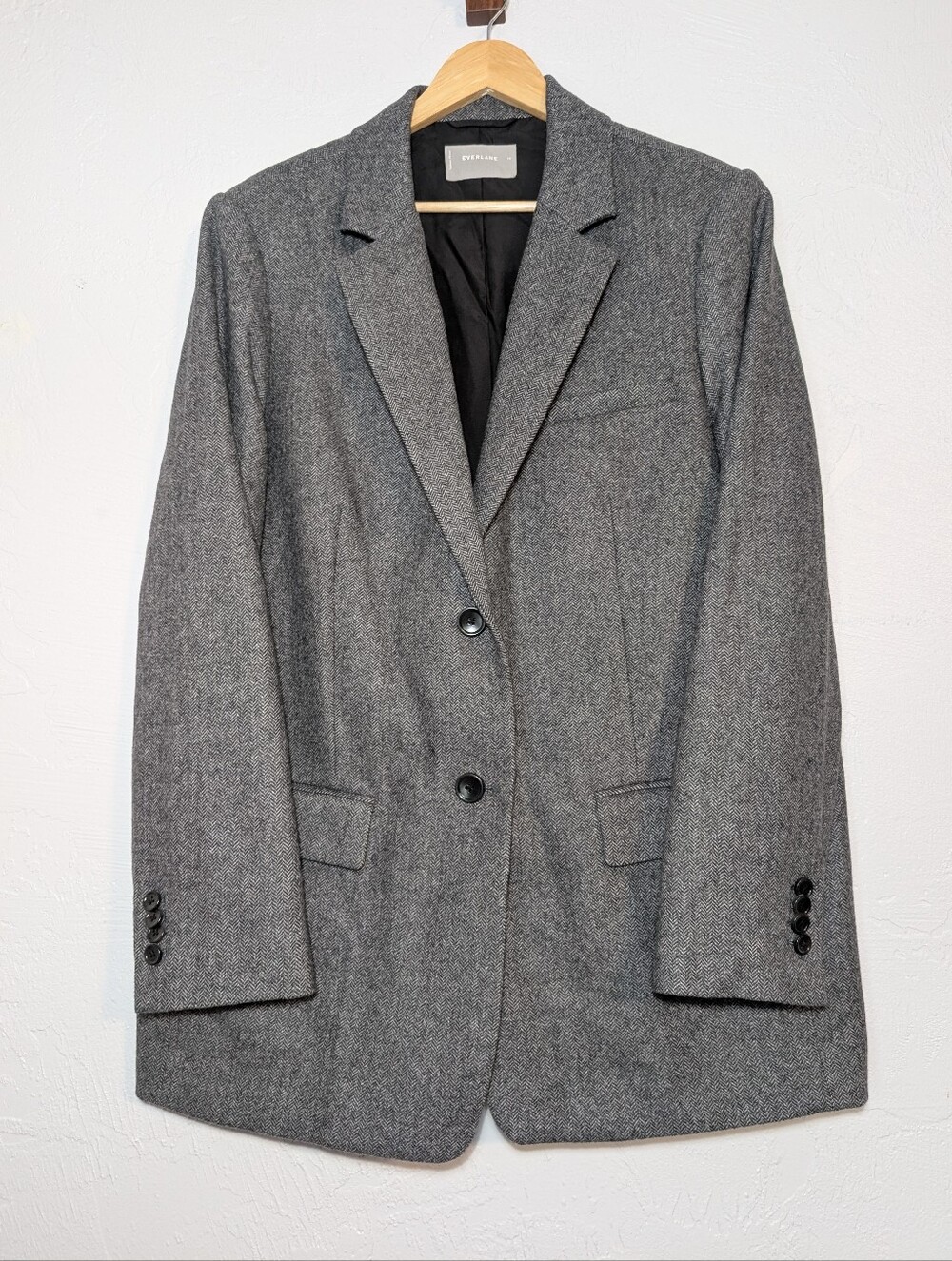 Everlane Grey Herringbone Wool Blend Blazer Business Professional Academia